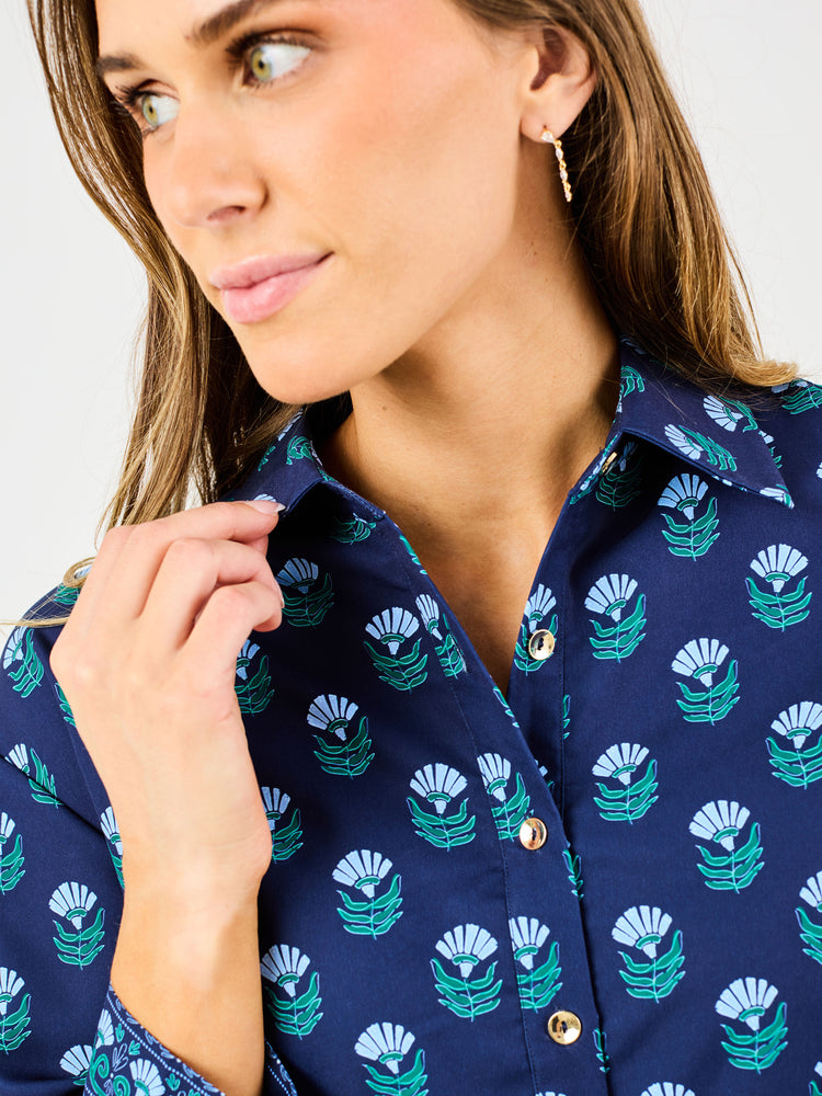 Maya Dress Blue Floral Foulard