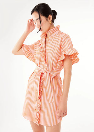 Katie Dress Orange Stripe Cotton