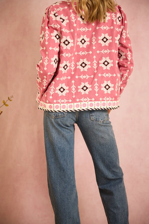 Rosy Jacket - Pink Embroidered