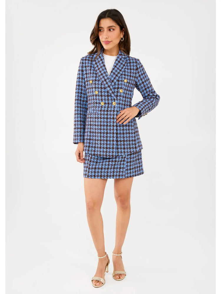 Calvin Blazer Blue/Brown Houndstooth Tweed