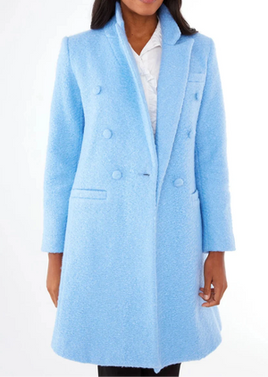 Abigail Coat Light Blue Shearling Boucle