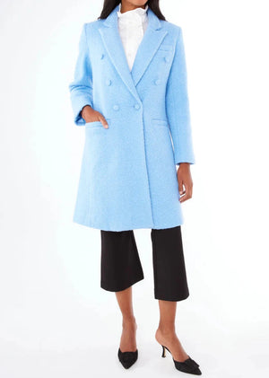 Abigail Coat Light Blue Shearling Boucle