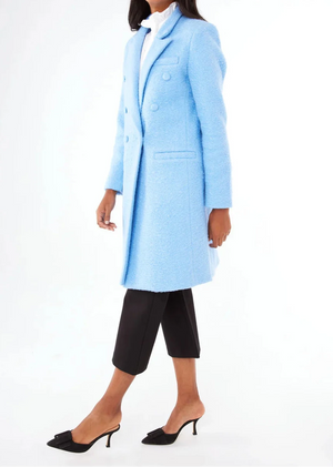 Abigail Coat Light Blue Shearling Boucle