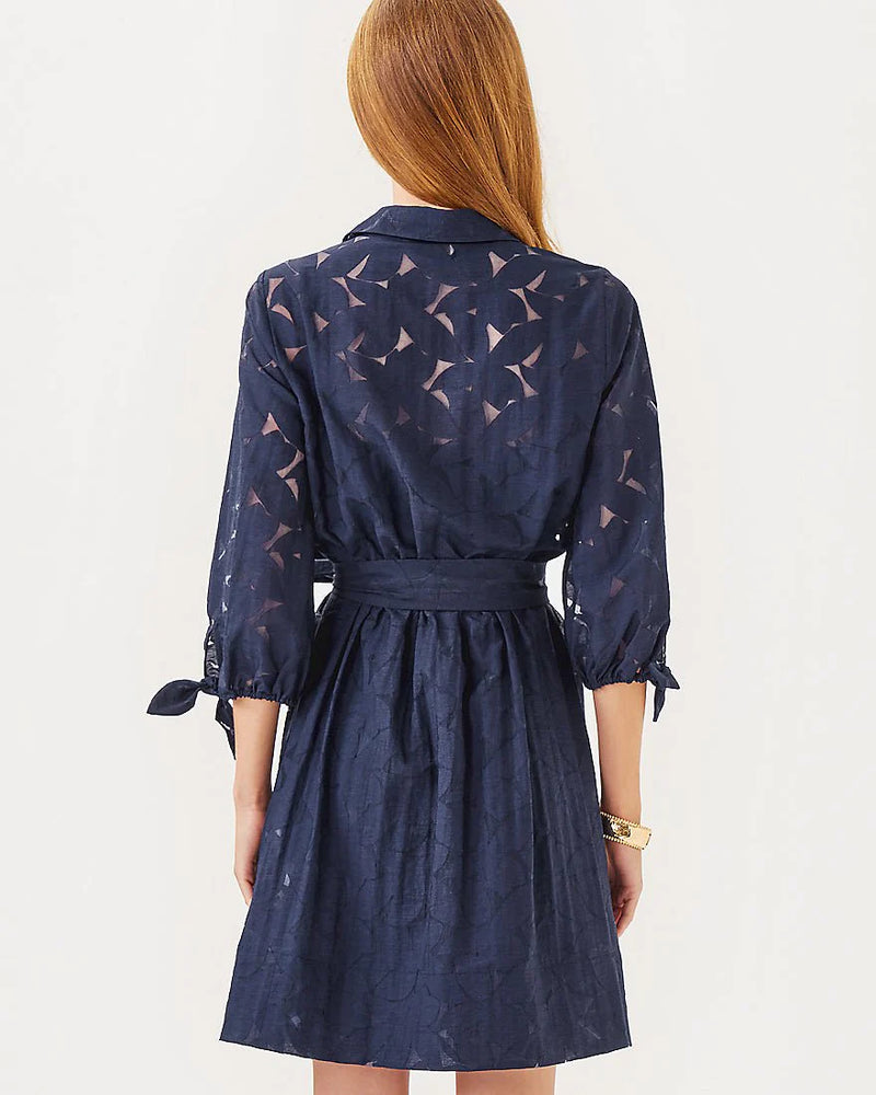 Amrita Midi Dress - True Navy Soiree Eyelet