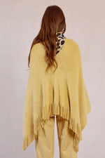 Ladies Knitted Poncho - Beige