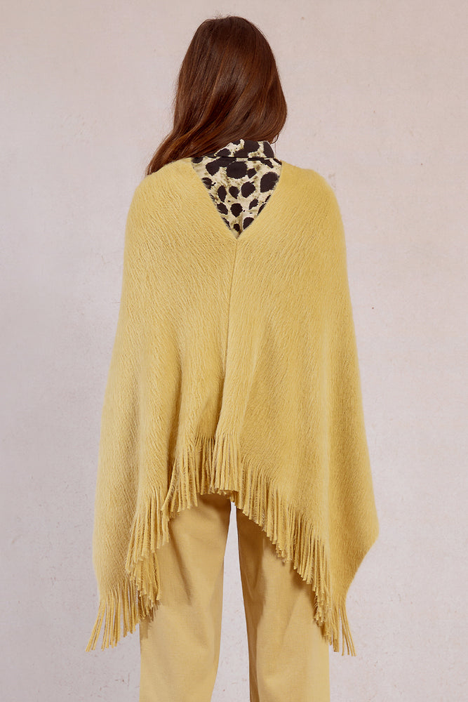Ladies Knitted Poncho - Beige