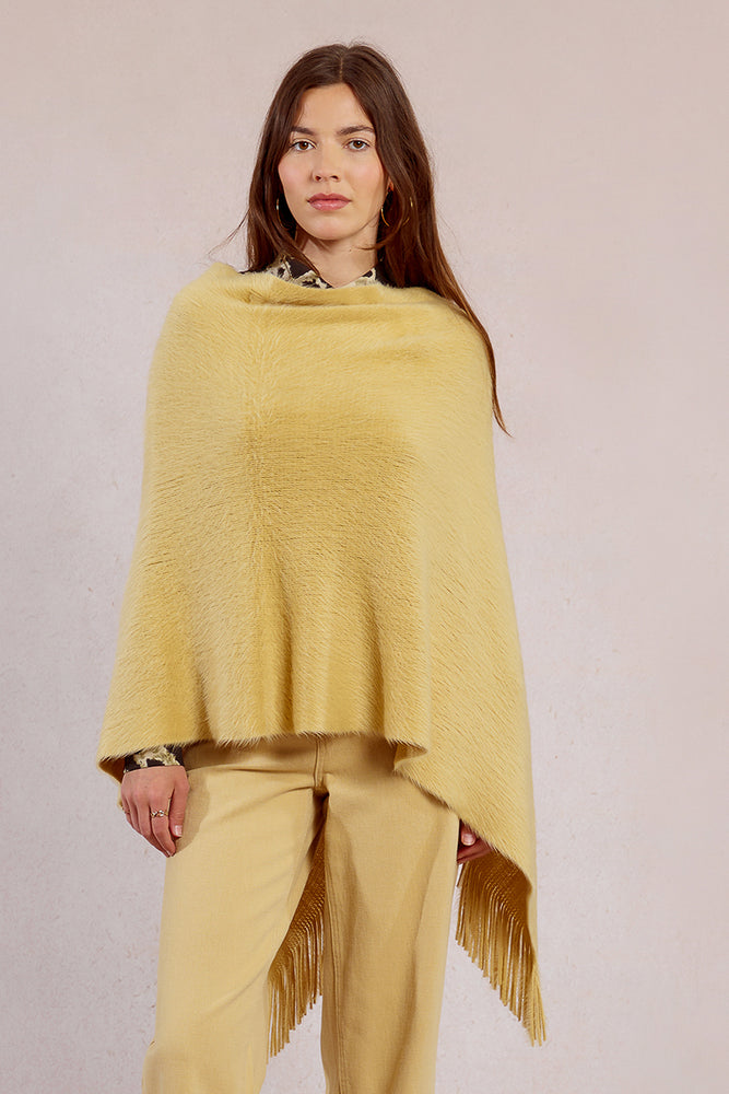 Ladies Knitted Poncho - Beige