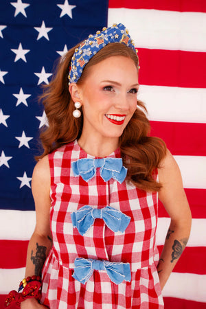 Gingham Picnic Peplum Top with Bows