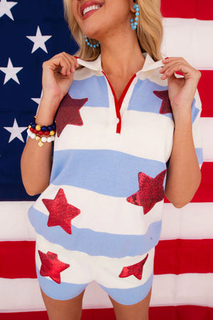 Nantucket Stripe Knit Top with Stars
