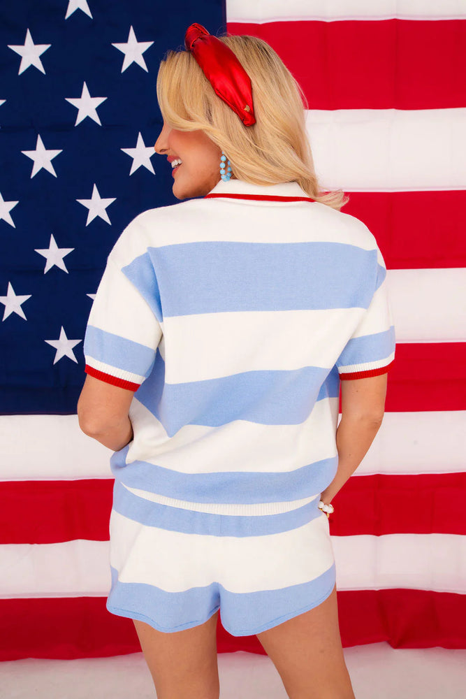 Nantucket Stripe Knit Top with Stars