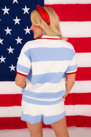 Nantucket Stripe Knit Top with Stars