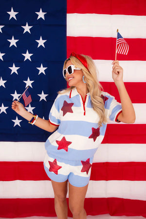 Nantucket Stripe Knit Top with Stars