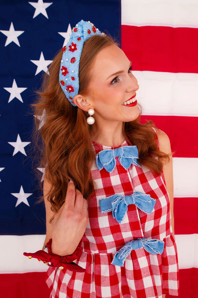 Gingham Picnic Peplum Top with Bows