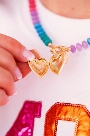 Rainbow Locket Necklace - Multi
