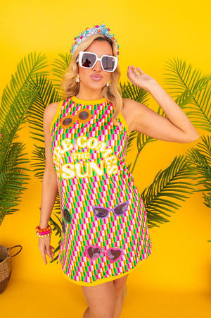 Here Comes The Sun Rainbow Parquet Mod Dress