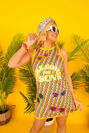Here Comes The Sun Rainbow Parquet Mod Dress