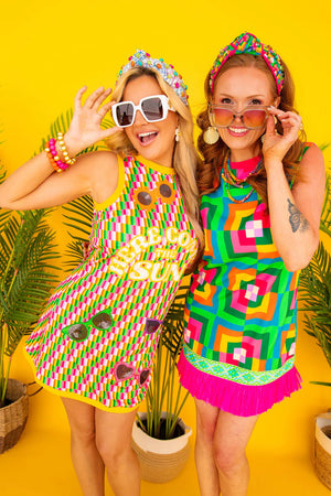 Here Comes The Sun Rainbow Parquet Mod Dress