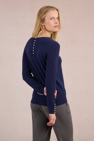 Ladies Knitted Sweater - Navy Blue