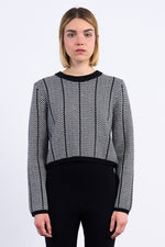 Ladies Knitted Sweater - Black/White