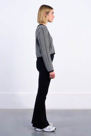 Ladies Knitted Sweater - Black/White