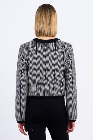 Ladies Knitted Sweater - Black/White