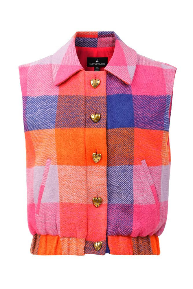 Kim Check Vest - Crimson