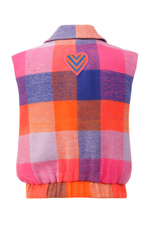 Kim Check Vest - Crimson