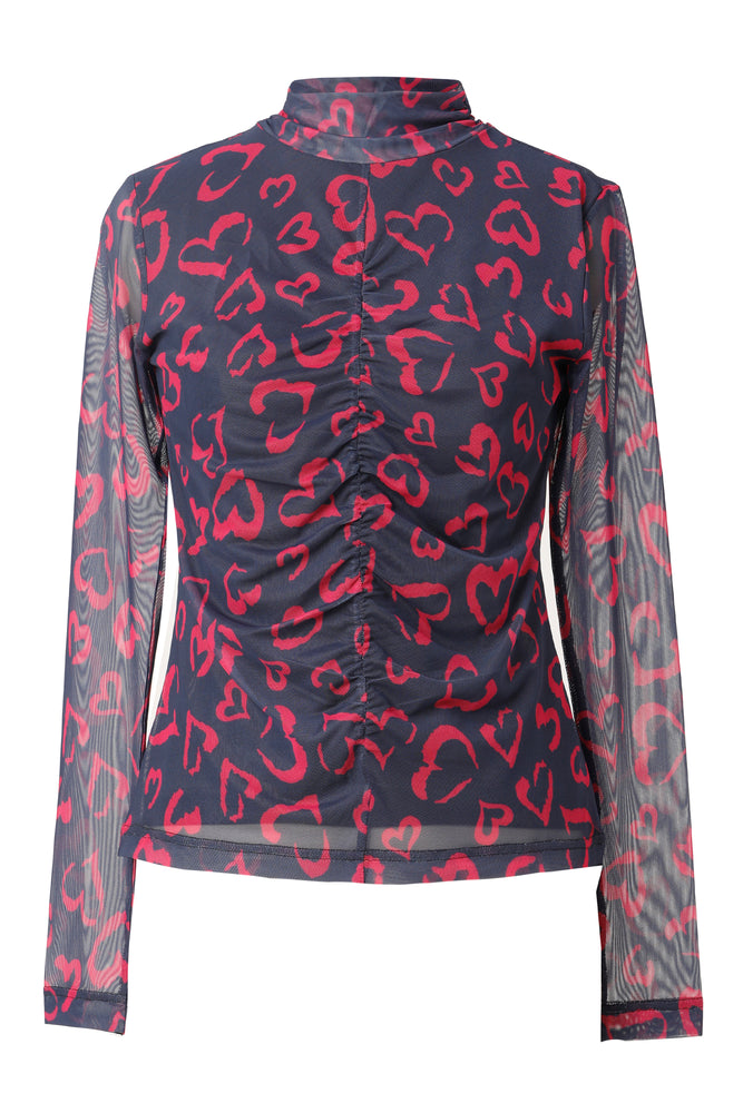 Iris Mesh Print Top - Slate Blue