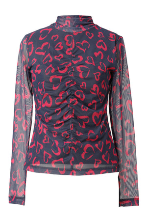 Iris Mesh Print Top - Slate Blue