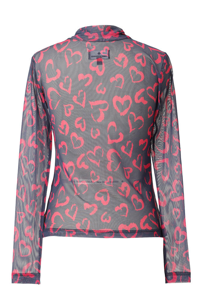 Iris Mesh Print Top - Slate Blue