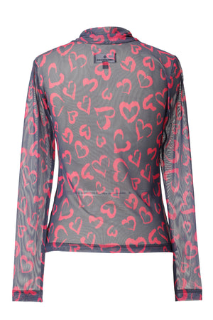 Iris Mesh Print Top - Slate Blue