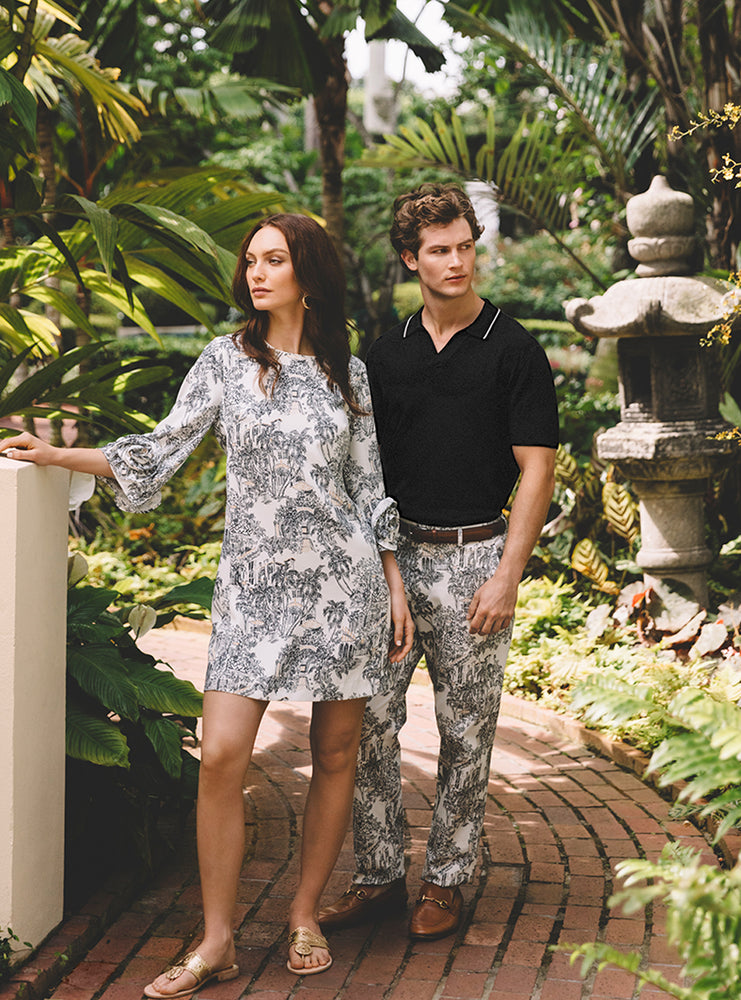 Lu 3/4 Sleeve Dress - Coconut PB Anniversary Toile
