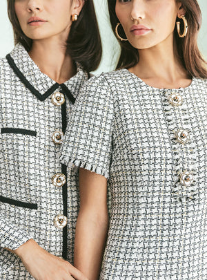 Kalara Boucle Jacket - Coconut Lurex Houndstooth Boucle