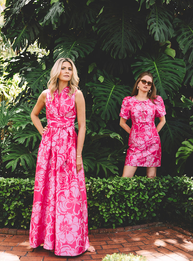 Marria Jacquard Maxi Dress - Parigi Pink Go Big Satin Jacquard