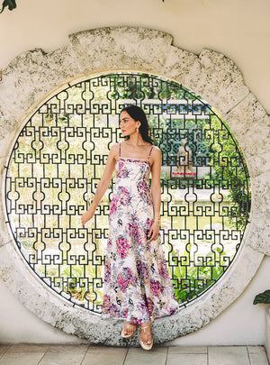 Kristi Jacquard Maxi Dress - Coconut All Dahled Up Engineered Woven