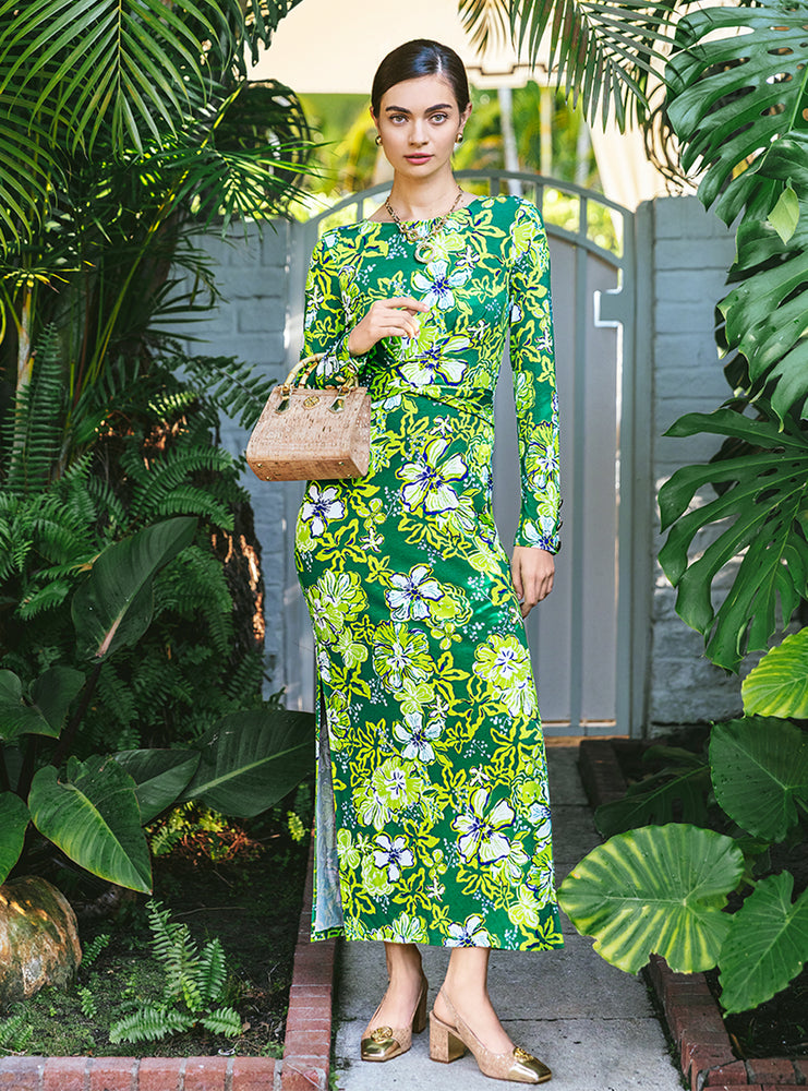 Alessani Maxi Dress - Fiddle Leaf Green Once And Floral