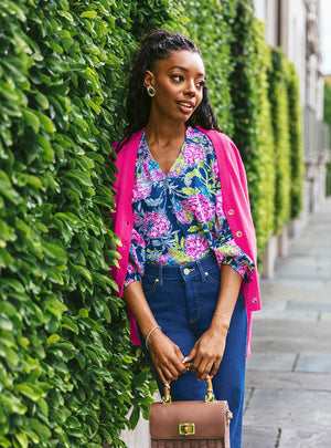 Lourdes Long Sleeve Top - Multi Dahlia Lucious