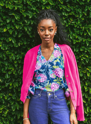 Lourdes Long Sleeve Top - Multi Dahlia Lucious