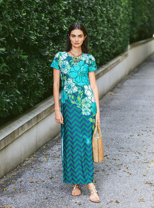 UPF 50+ Kaden Maxi Dress - Starlight Navy Chevs Kiss Engineered ChillyLilly