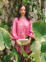 Evaline Silk Dress - Sun Shell Pink Floral Bloom Silk Clip