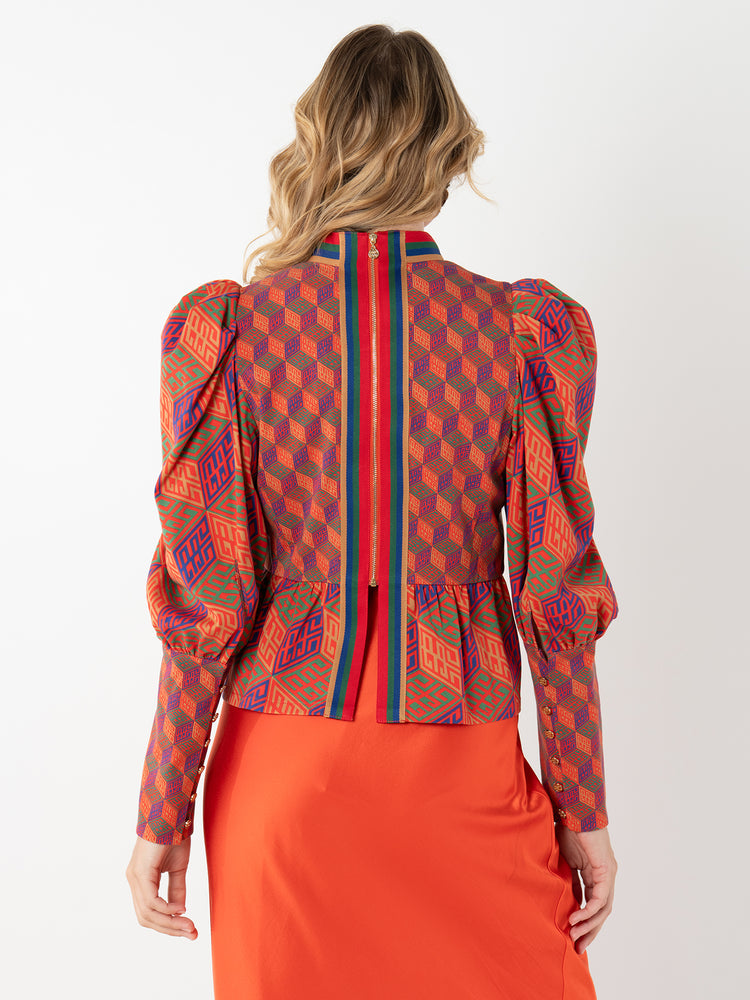 Zoe Top - Vintage Monogram Tencel Twill