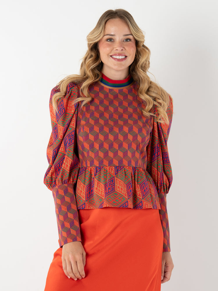 Zoe Top - Vintage Monogram Tencel Twill