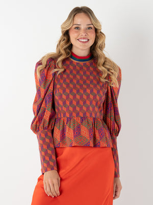 Zoe Top - Vintage Monogram Tencel Twill