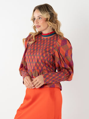 Zoe Top - Vintage Monogram Tencel Twill
