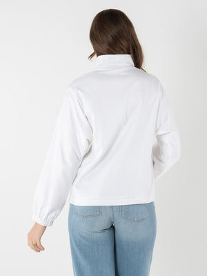 Long Sleeve Poppy Top - White Cotton Poplin