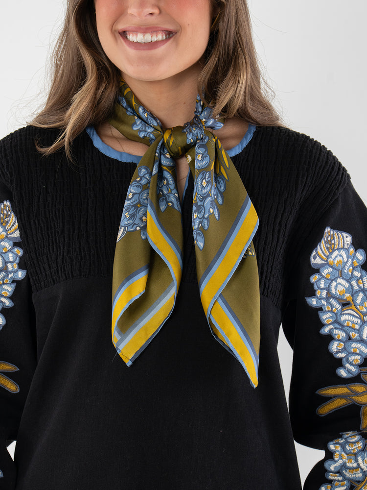 Hand- Stitched Silk Scarfette - Bluebonnet Silk