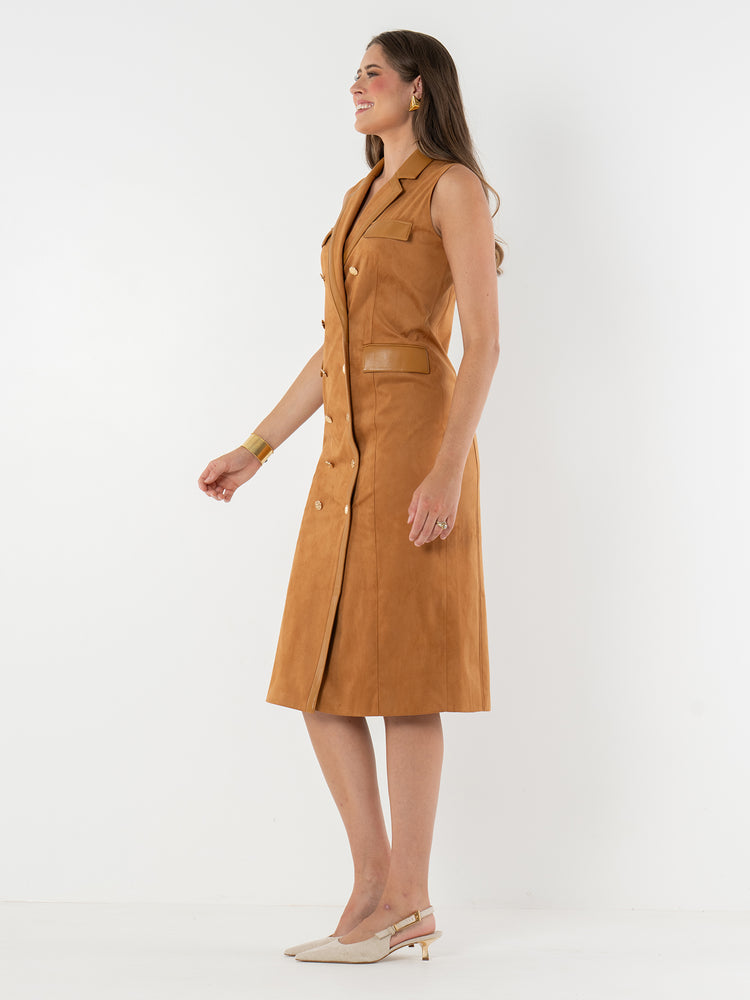 Kelly Dress - Brown Sugar Suede