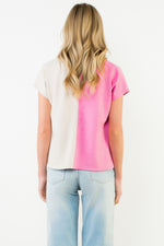 Colorblock Suede Top - Tan/Pink