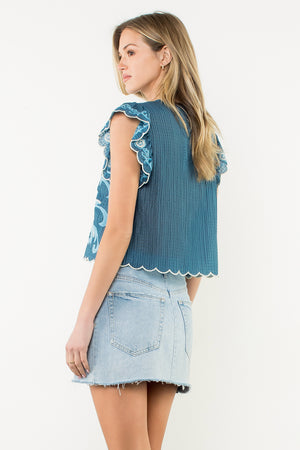 Embroidered Blue Top