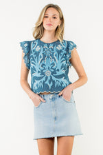 Embroidered Blue Top